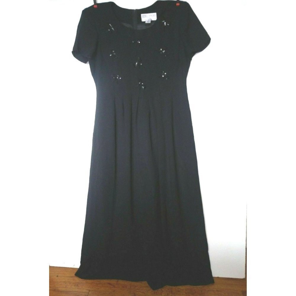 90s VTG DRESS BLACK SEQUIN Halloween Costume Sz 10P JESSICA HOWARD Modest Pretty